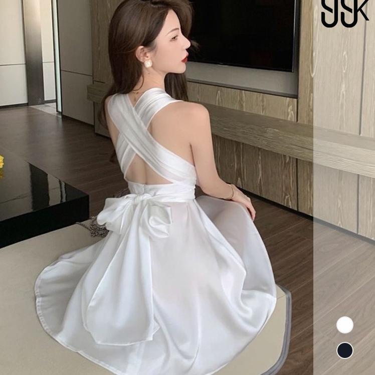 ✧ Satin Party Cocktail Mini Dress White Night 1417 (S-XL) ♚