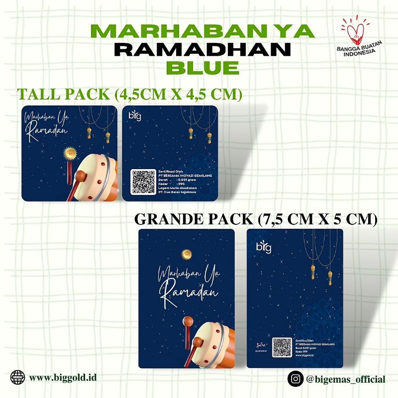 Emas Logam Mulia 24K BIG Gold 0,001 Gram , Edisi Idul Fitri Ramadhan Lebaran Eid Mubarak