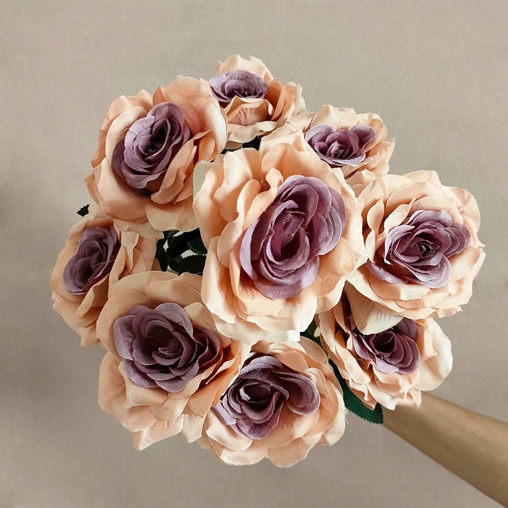 Artificial Flower Jumbo Diamond Rose 9 Head Bunga Mawar Cabang Hias Plastik Dekorasi Pesta