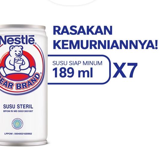 

☻ BEAR BRAND Susu Kaleng Susu Beruang Susu Steril 189ml 7pcs ◙