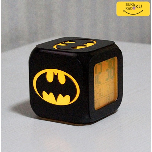 JAM LED MEJA KUBUS DIGITAL ALARM KARAKTER berubah 7 Warna IMPORT