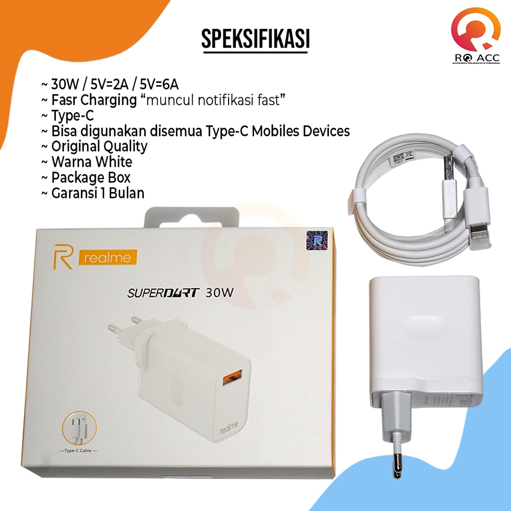 [RO ACC] 30W CHARGER CASAN REALME SUPERDART VOOC FAST CHARGING ORIGINAL