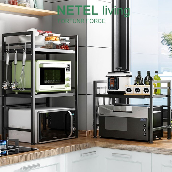 Rak Dapur Netel Rak Oven Rak Dapur Stainless Steel Rak Penyimpanan Serbaguna
