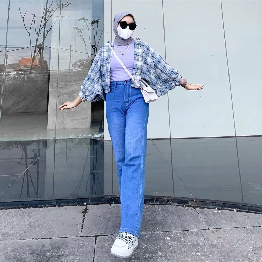KEMEJA TAMARA BATWING FLANEL OUTER || KEMEJA KOTAK WANITA OVERSIZE || ATASAN TARTAN CROP LENGAN BALO
