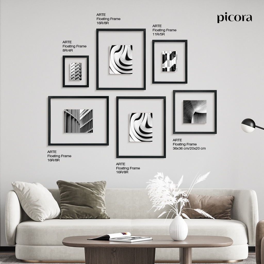 PICORA ARTE Floating Frame Square 36x36cm Pigura Bingkai Foto Dinding