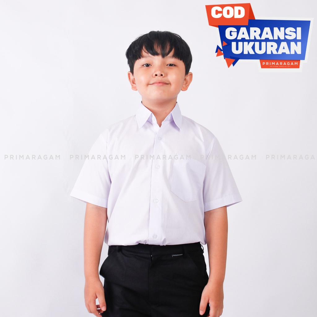 Primaragam Kemeja Putih Polos Lengan Pendek Ospek Magang Sekolah Sd Smp Sma Laki Perempuan