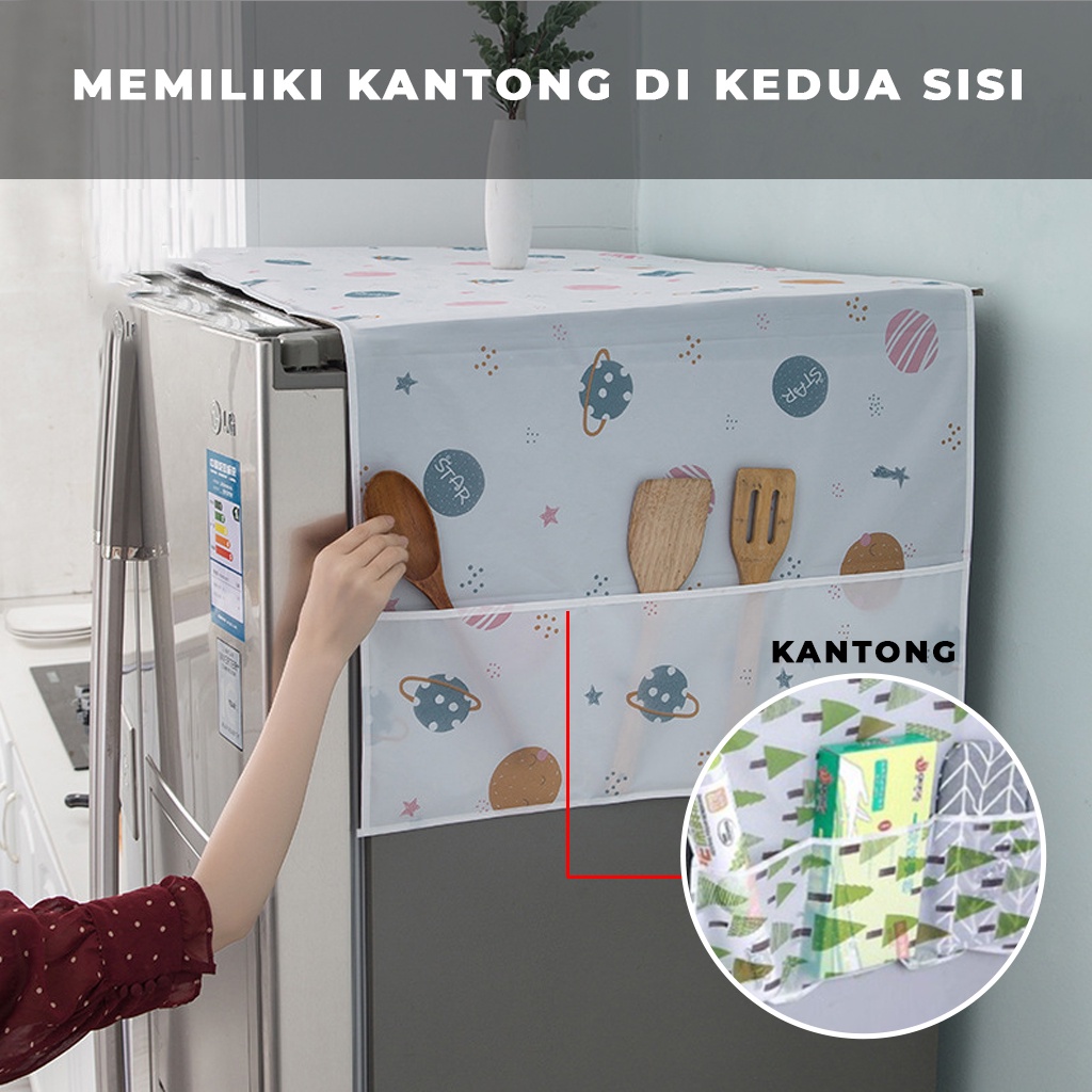 Cover Kulkas Waterproof Kain Taplak Lemari Es Kantong Tempat Simpan Serbaguna Sarung Penutup Atas Kulkas Anti Debu Air Mudah Di Cuci |GROSIRXPRESS