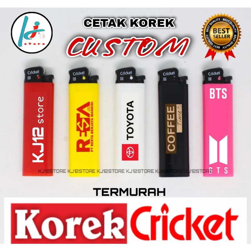 Korek Cricket Custom Cetak Nama Logo Promosi Souvenir Hobi 50