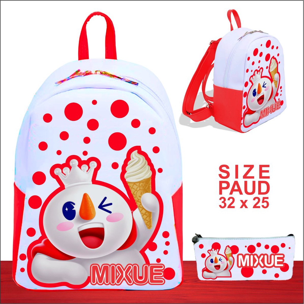PREMIUM - tas ransel anak sekolah PAUD TK SD LAKI 2in1 PREMIUM VIRAL terbaru 2023 karakter ES KRIM MIXSUE terlaris bisa COD-Merah Bocil