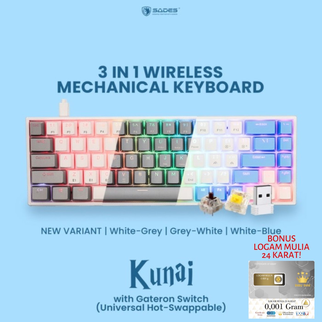 Keyboard Sades Kunai 3 in 1 Connection Mechanical Gaming