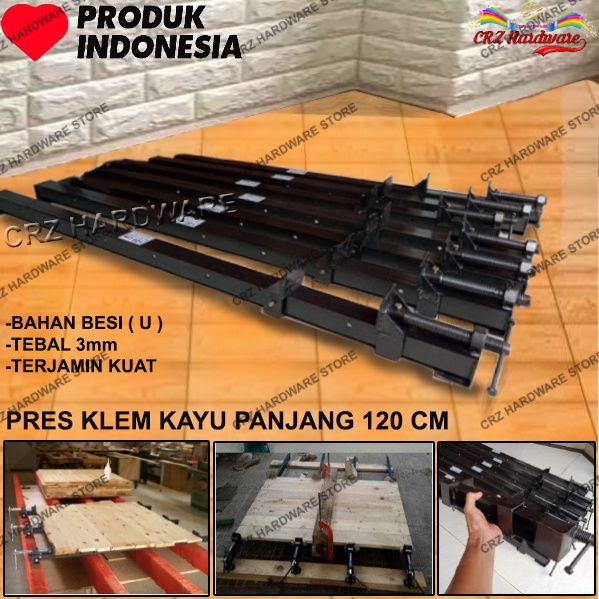 Klem Kayu 120 cm Catok U Clamp Rells Bahan Besi U Tebal Berkualitas