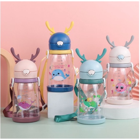 Botol Minum Anak Karakter Deer - Botol Air Minum Bertali 550ml H835