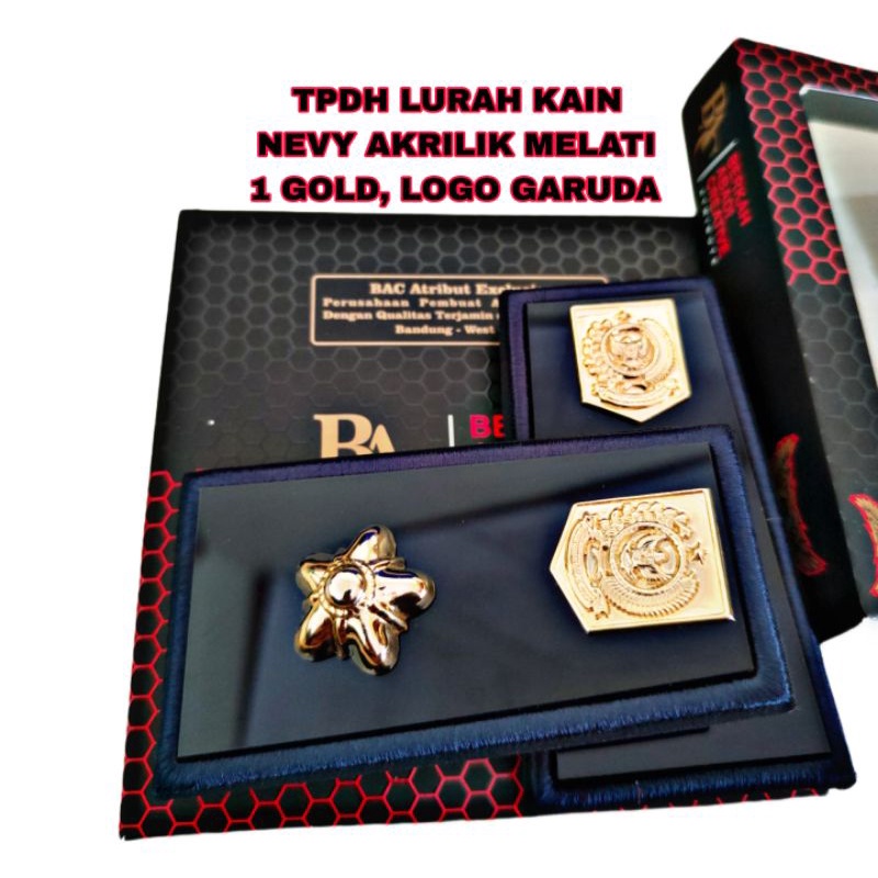 pangkat pdh lurah kain akrilik biru Nevi melati 1 logo Kemendagri Garuda