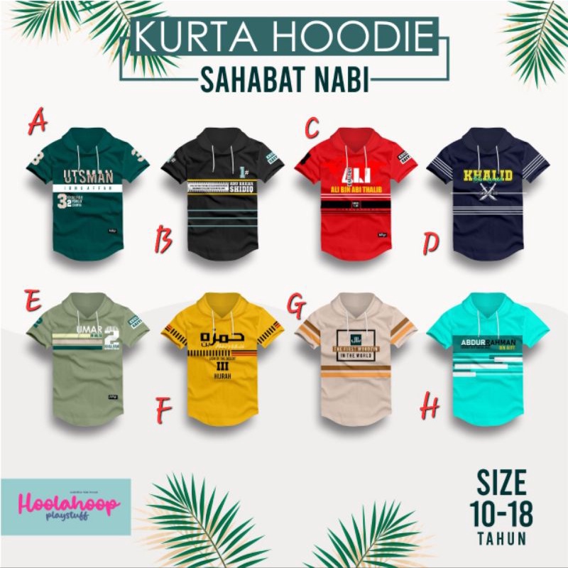 Kurta Hoodie Hoolahoop Edisi sahabat nabi size 9-18thn