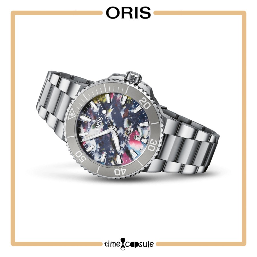Jam Tangan ORIS Aquis Date Upcycle 733 7766 4150 Metal Bracelet Men's Watch