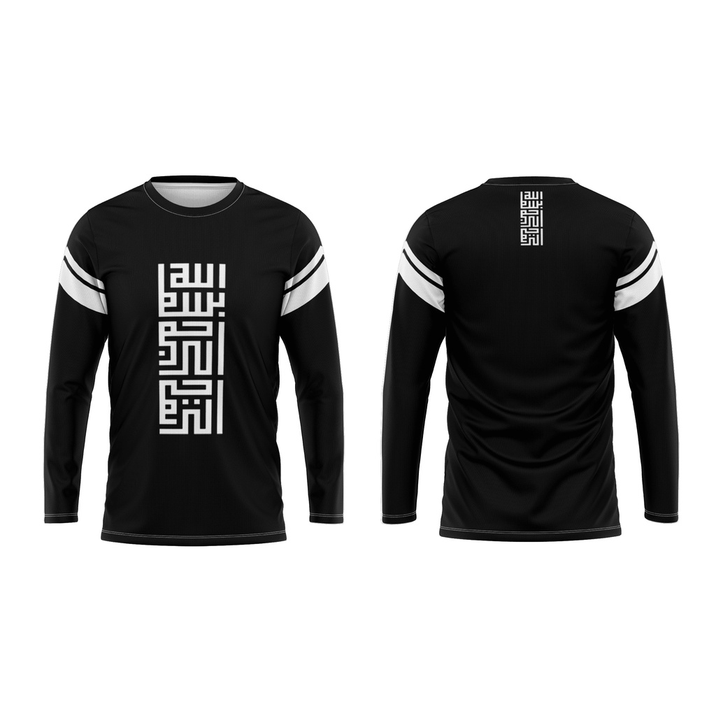 Baju Kaos Jersey Full print Pria Kufi Bismillahirrohmanirrahim | Kaos Dakwah - Hitam
