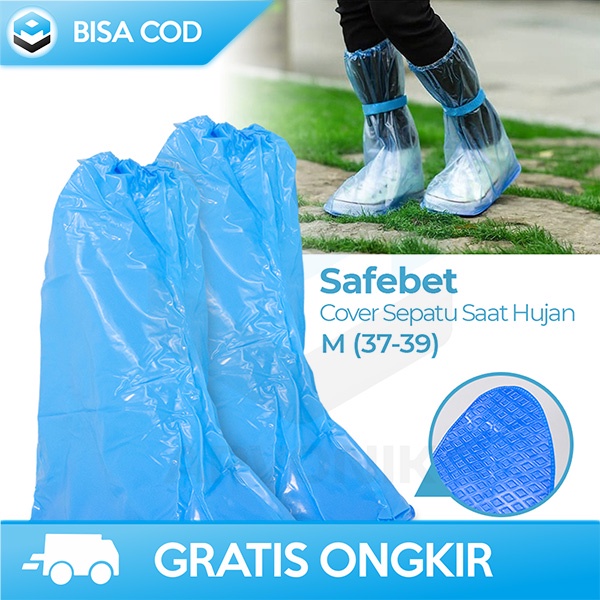 SAFEBET COVER SEPATU HUJAN ELASTIS SHOES PROTECTOR PLASTIK WATERPROOF