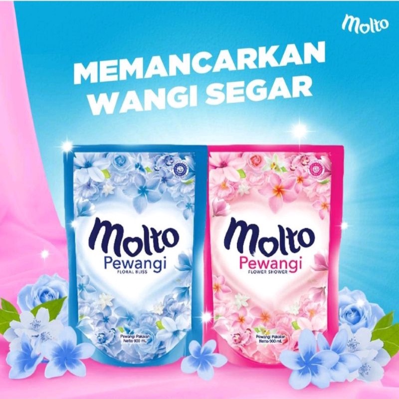 Molto Pelembut dan Pewangi Pakaian Flower Shower 820mL