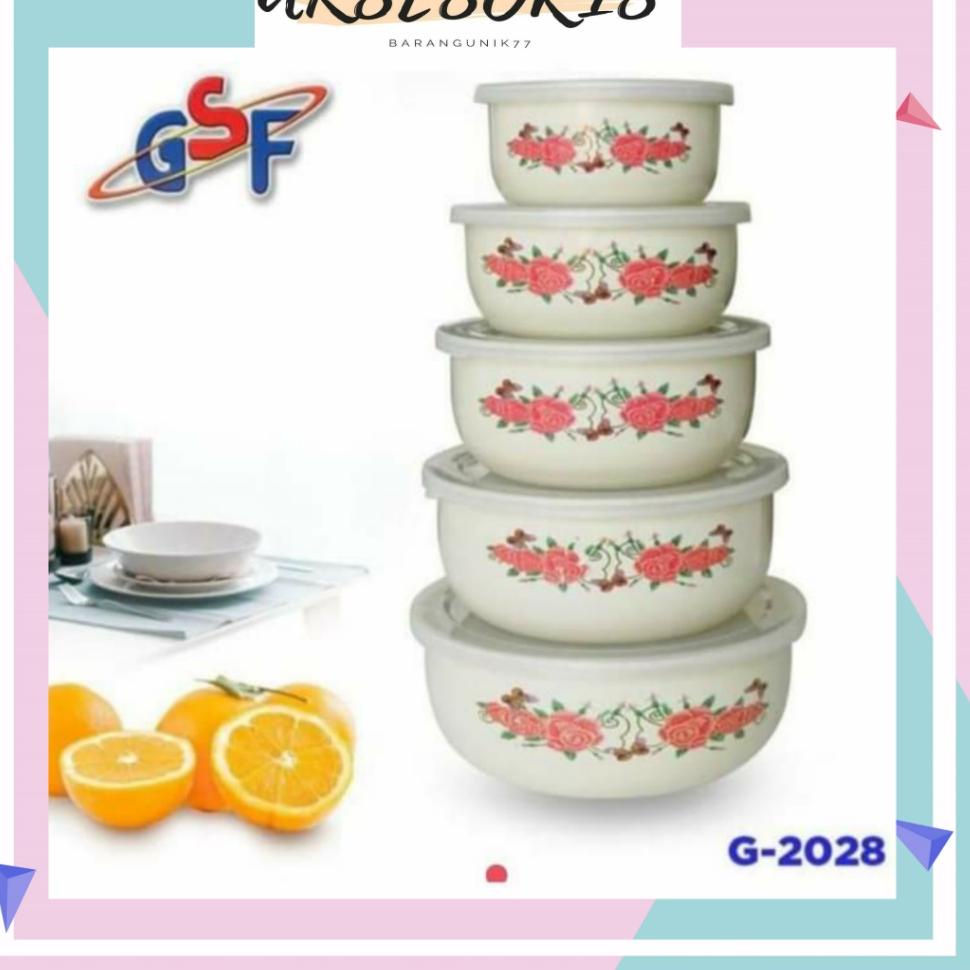 PALING DIMINATI RANTANG SUSUN 5 MANGKOK SET BERANAK GSF MANGKUK PENYIMPANAN MAKANAN MOTIF BUNGA GSF 