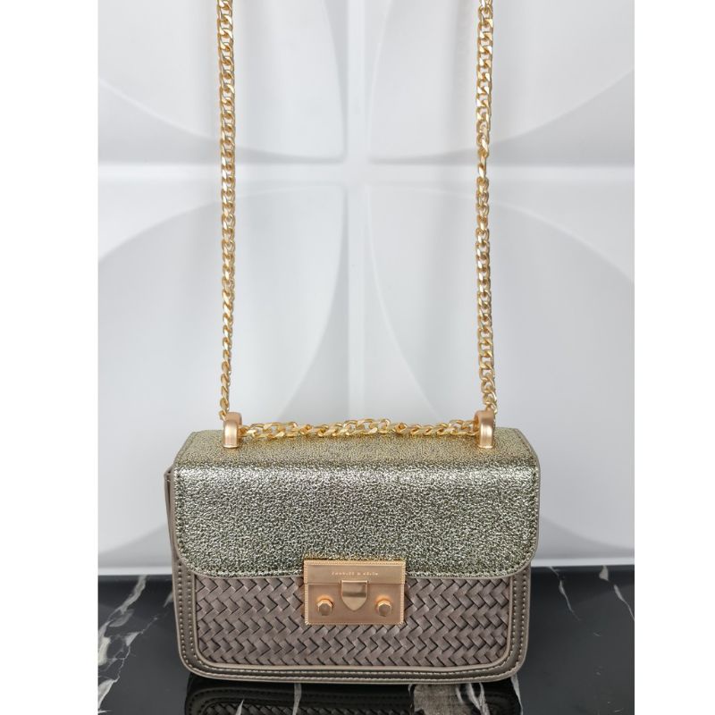 TAS CK WANITA CROCK EFFECT BOXY CHAIN STRAP BAG