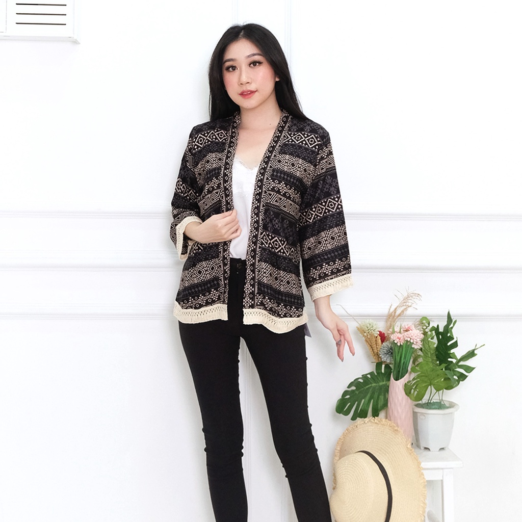 𝑱𝒂𝒌𝒂𝒓𝒕𝒂𝑭𝒂𝒔𝒉𝒊𝒐𝒏 cardigan kimono katun batik etnic kardigan outer bohemian rumbai kiwir-kiwir