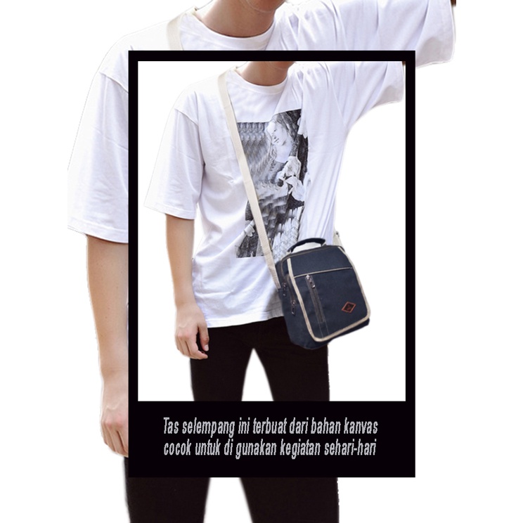 Tas BAEPACK Slempang Gaul Kanvas Vintage Classic Pria Wanita