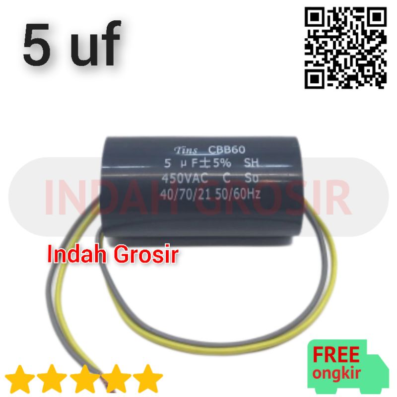 KAPASITOR BULAT 5uf | kapasitor mesin cuci 5 micro