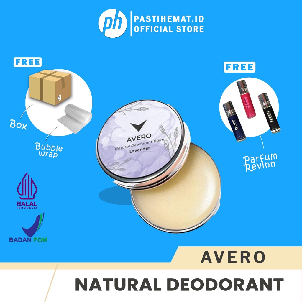 [ORIGINAL BONUS POUCH] Avero Solid Natural Deodoran Alami Balm Ketiak BPOM Tanpa Alkohol, &amp; Alumunium - 30g