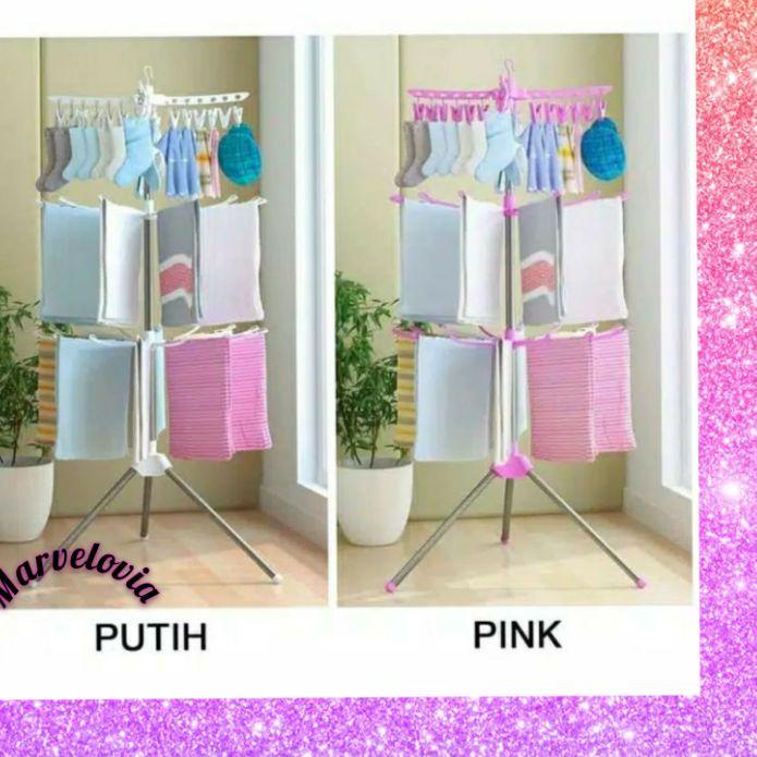 ☝ JEMURAN MENARA BAJU BAYI SUSUN 3 TRIPOD DENGAN HANGER ROTASI ♚