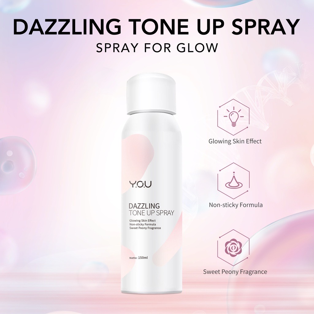 YOU Dazzling Series Indonesia / Glow Up Facial Foam Toner Day Night Tone Up Body Cream Spray / Face Wash Pembersih Moisturizer Pelembab Melembabkan Mencerahkan Menghidrasi Hydrating Sunscreen Sunblock Muka / Skincare Care Dazling Dazzle / Bundle Paket Set