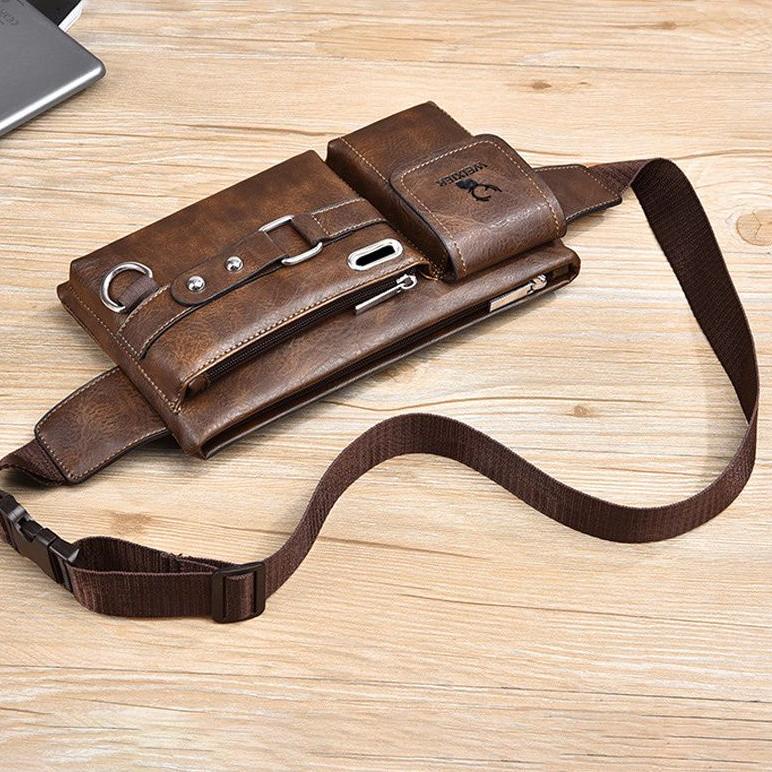 STOK TERBATAS WEIXIER tas slempang pria kulit anti air