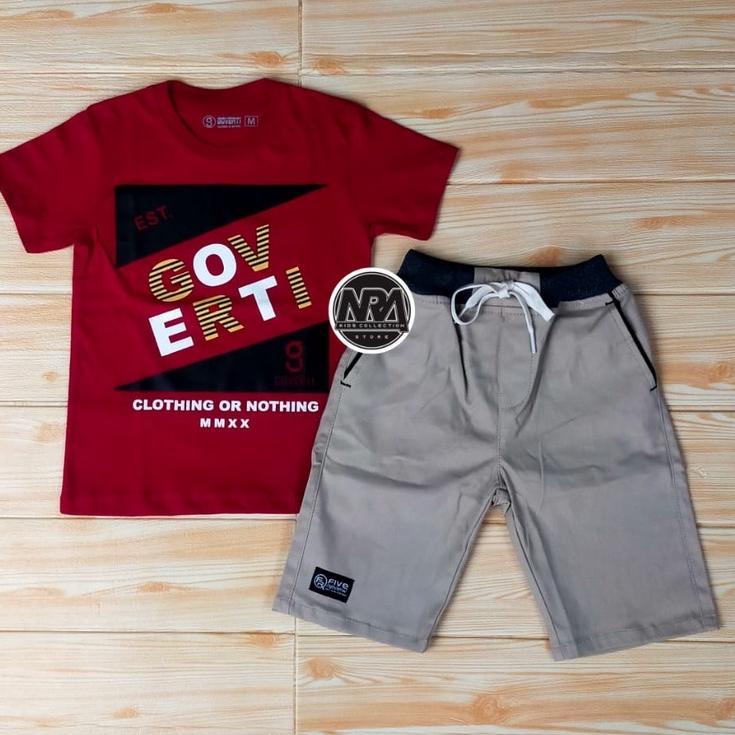 LANGSUNG ATC NRA Kaos Anak Setelan Distro/Chino / Setelan Baju Anak Laki Laki / Baju Anak Laki Laki
