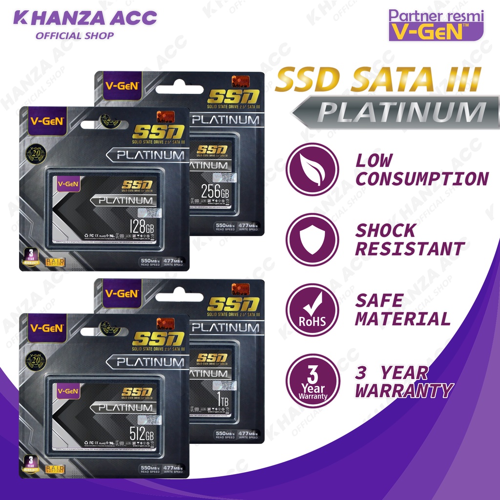 KHANZAACC  VGEN SSD SATA III Platinum 128GB / 256GB / 512GB / 1TB