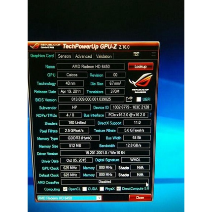 Vga Card Pc Amd Radeon Hd 6450 512 Mb 64 Bit Ddr3 Profil Standar Terbaru Murah Bagus