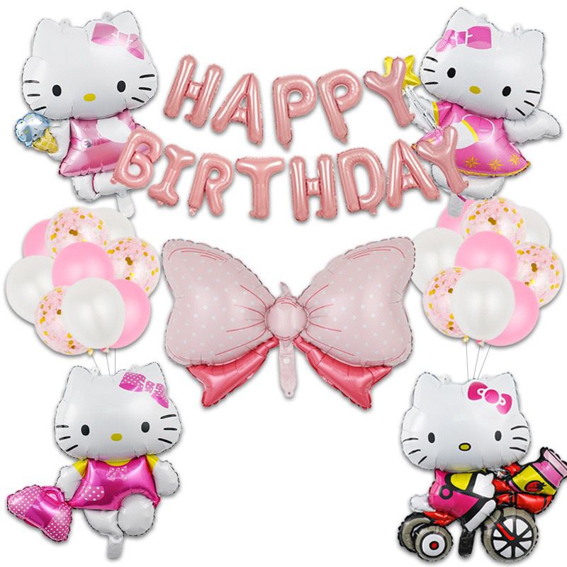 Paket Balon Foil Selamat Ulang Tahun Hello Kitty Premium
