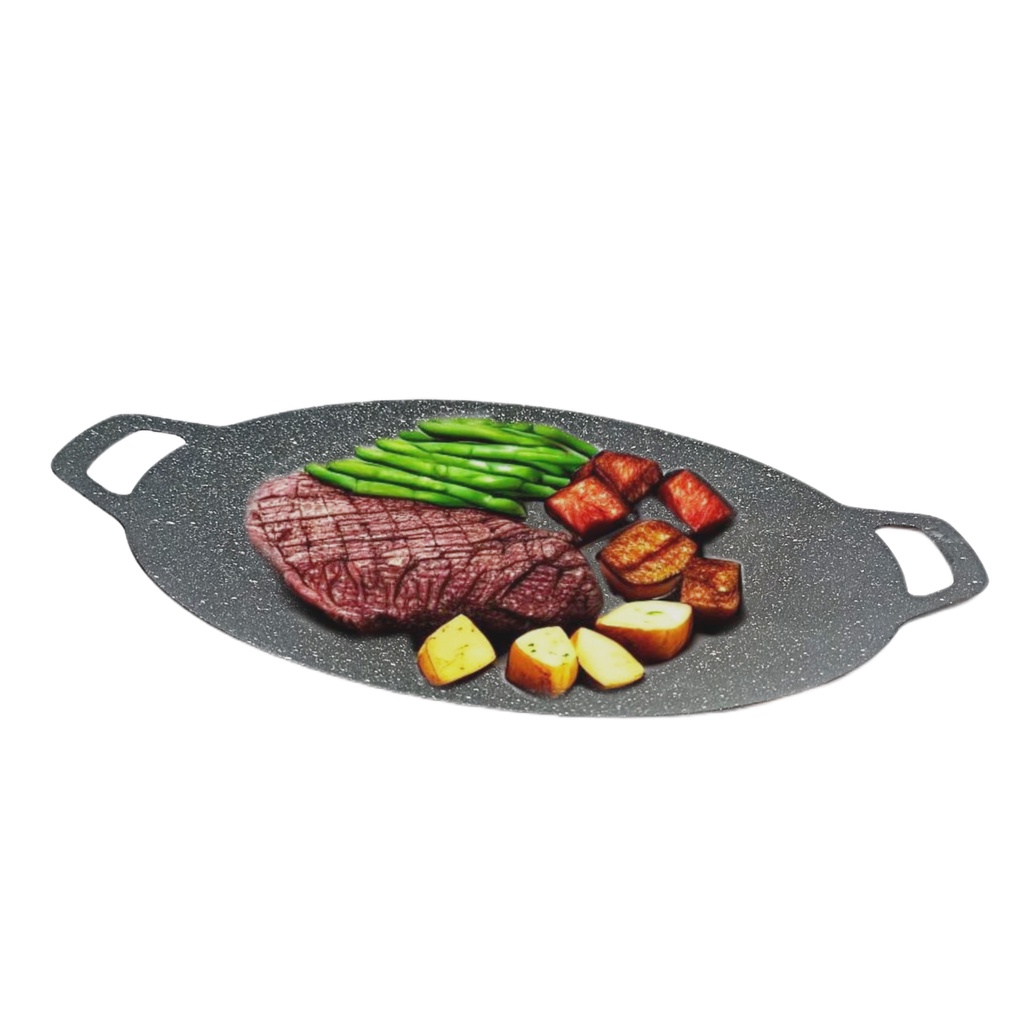 A1 Grill Pan Korea Anti Lengket kuali datar Jumbo 38Cm 36Cm 34Cm m30Cm Pengorengan Panggangan Serbaguna Induksi Marble Non Stick Bahan Tebal