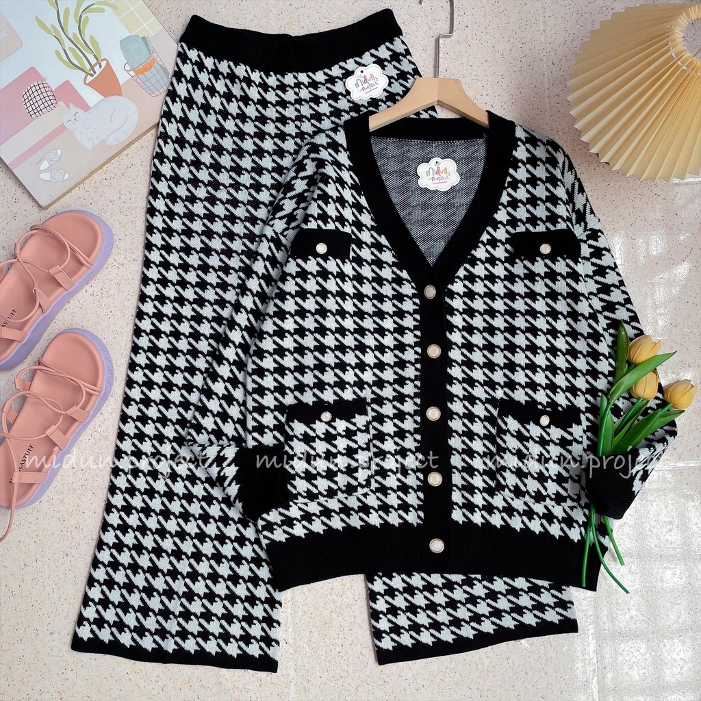 ONE SET ATHAYA HOUNDSTOOTH CARDY PREMIUM