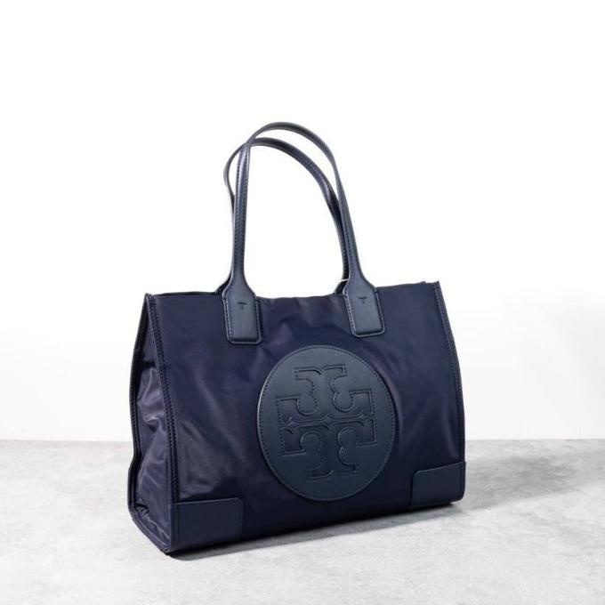 Tory Burch Ella Tote Bag Black/Navy Blue Authentic Kiara.Kach