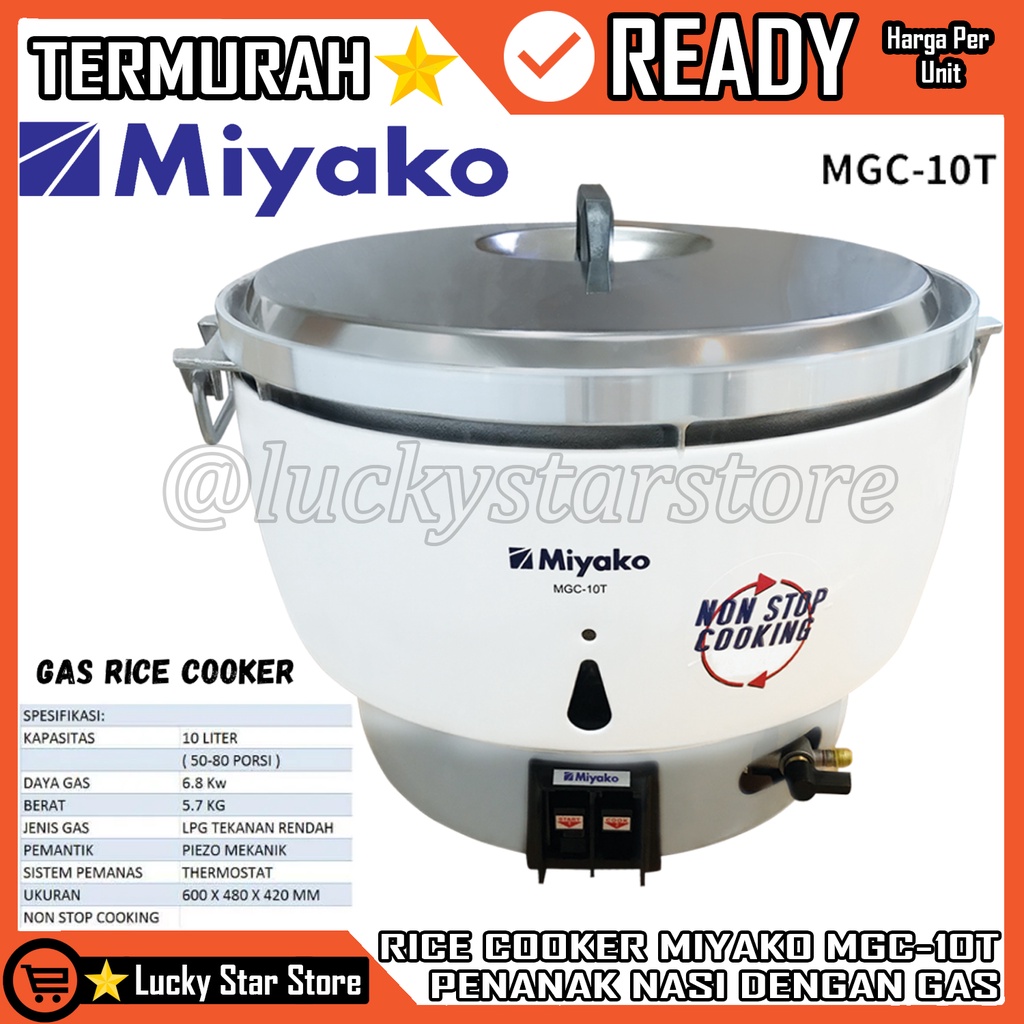 MIYAKO GAS RICE COOKER JUMBO 10L PENANAK NASI GAS LPG MGC-10T MGC10T PORSI JUMBO BERAS 10LITER NASI 