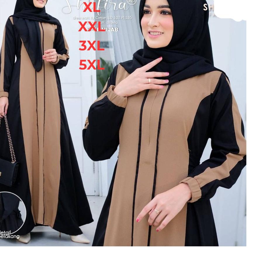 ✧ Baju Gamis Jumbo + Khimar Terkini 2022 Size L XL XXL XXXL 5XL Gamis Modern Desain Simple ♤
