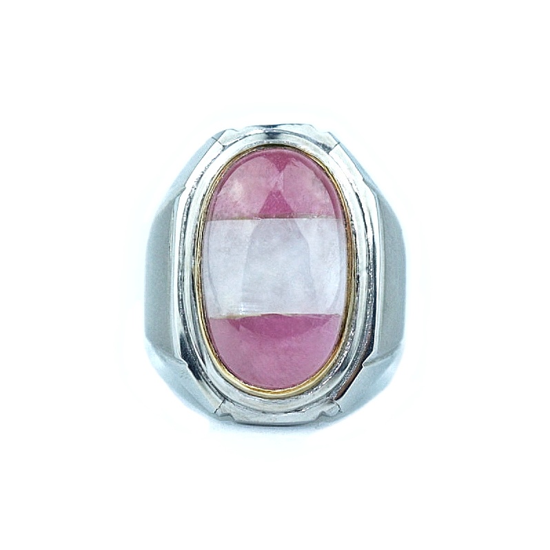 Cincin Permata Natural Pink Ruby Corundum Motif Bendera free Memo 04