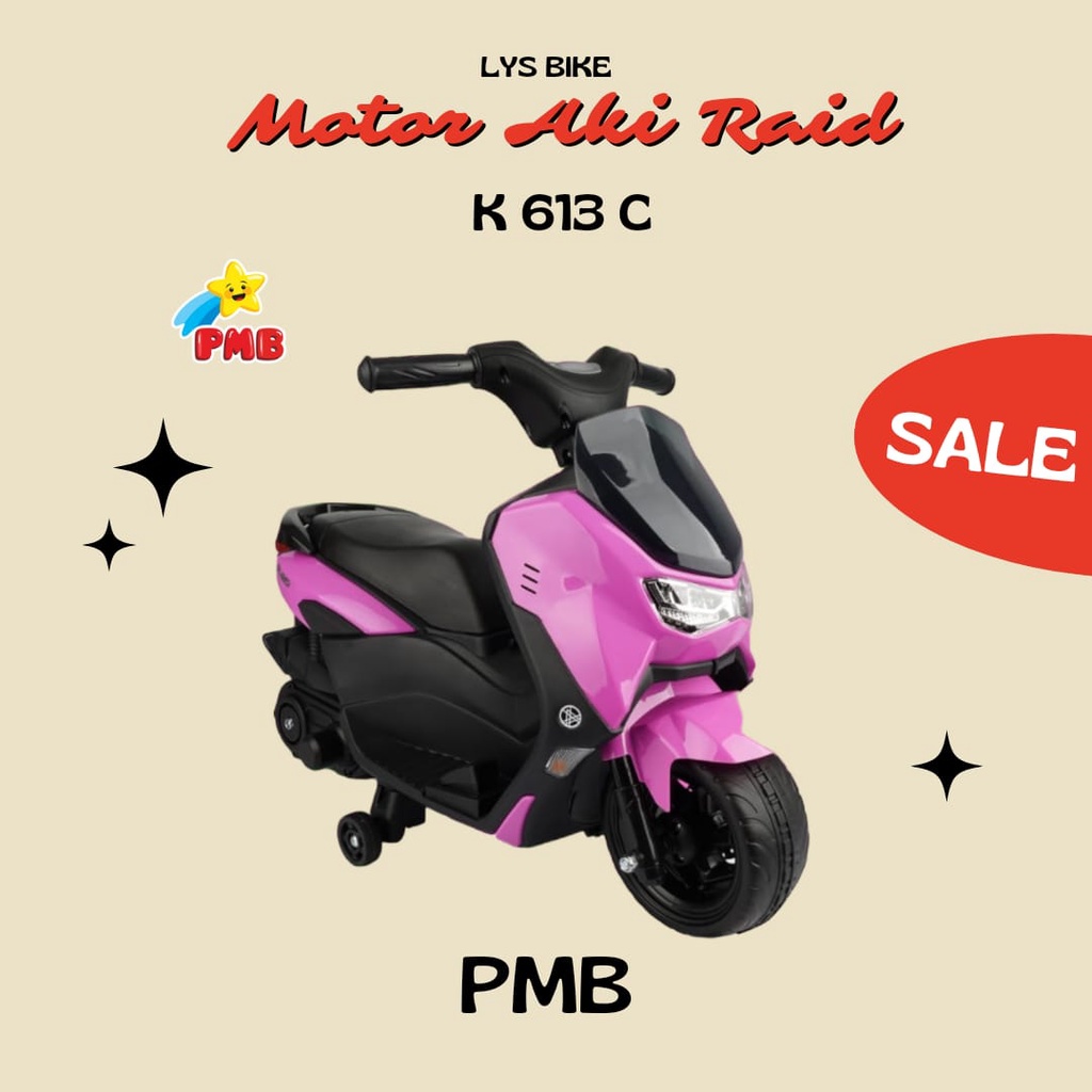 Mainan Anak Motor Motoran Aki PMB IORA K 613 C Raid NMAX Matic / Motor Aki Cas Charger Mainan Kendar