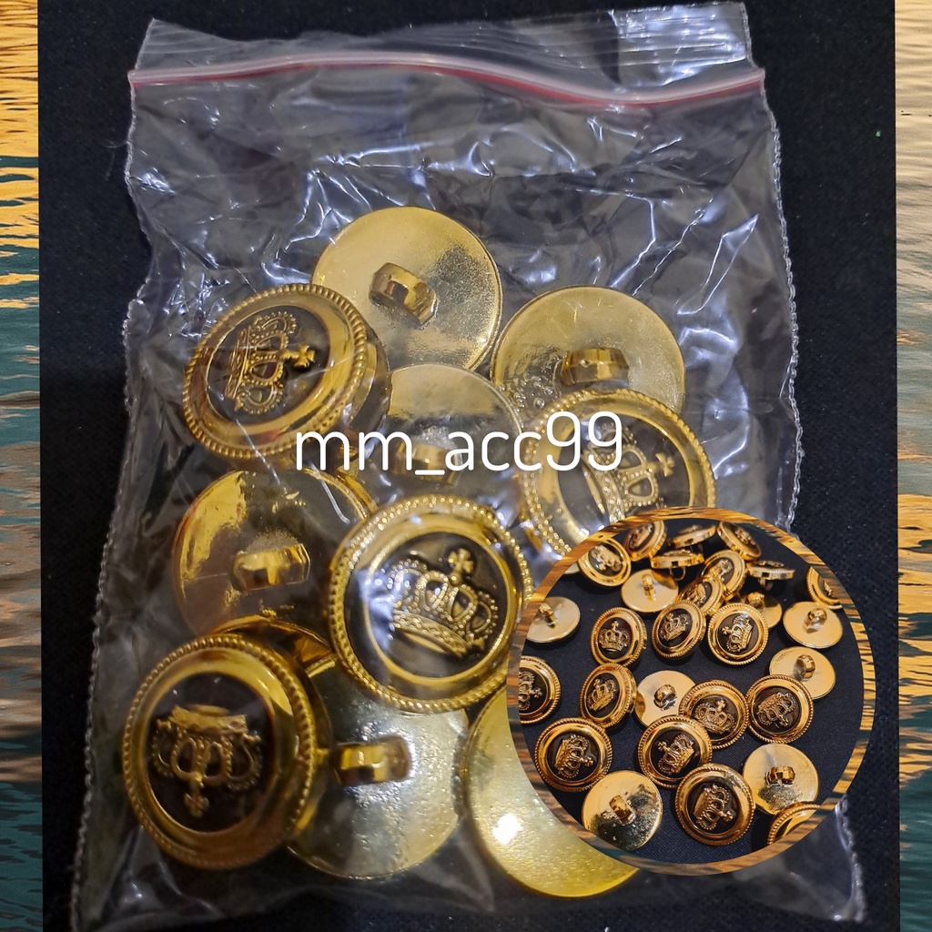 KANCING BAJU JAMUR GOLD MOTIF RAJA DIAMETER 2 CM ISI 12 PCS