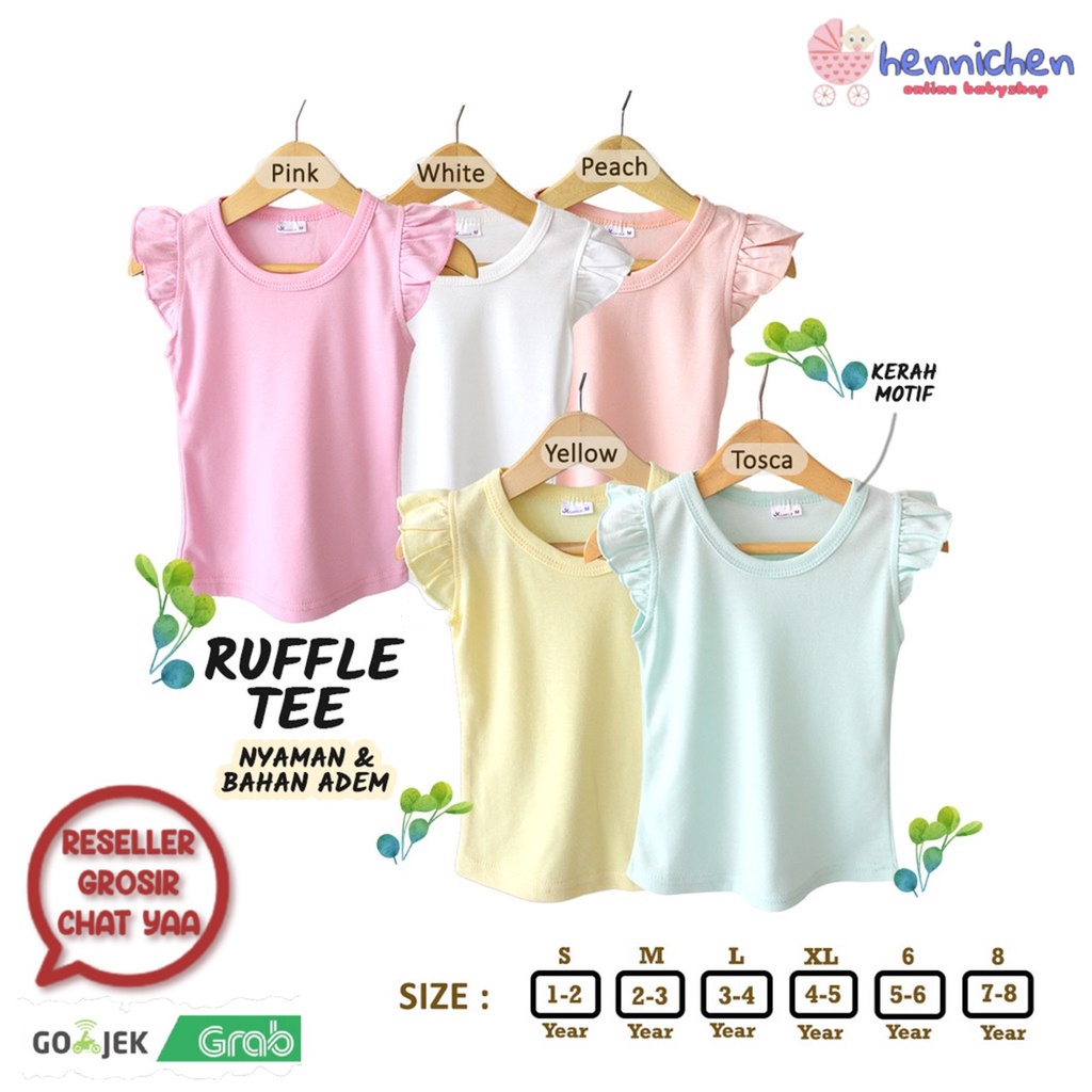 Ruffle Tee 1-8 Tahun Atasan Ruffle Tshirt Anak Perempuan JK Labels Murah Adem
