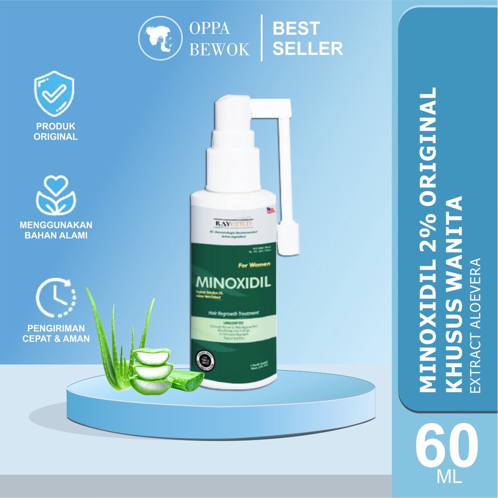 [ ORIGINAL 100% ] MINOXIDIL 2% for WOMEN WITH ALOE VERA EXTRACT ( penumbuh rambut wanita &amp; anti rontok kebotakan untuk melebatkan rambut dan alis )