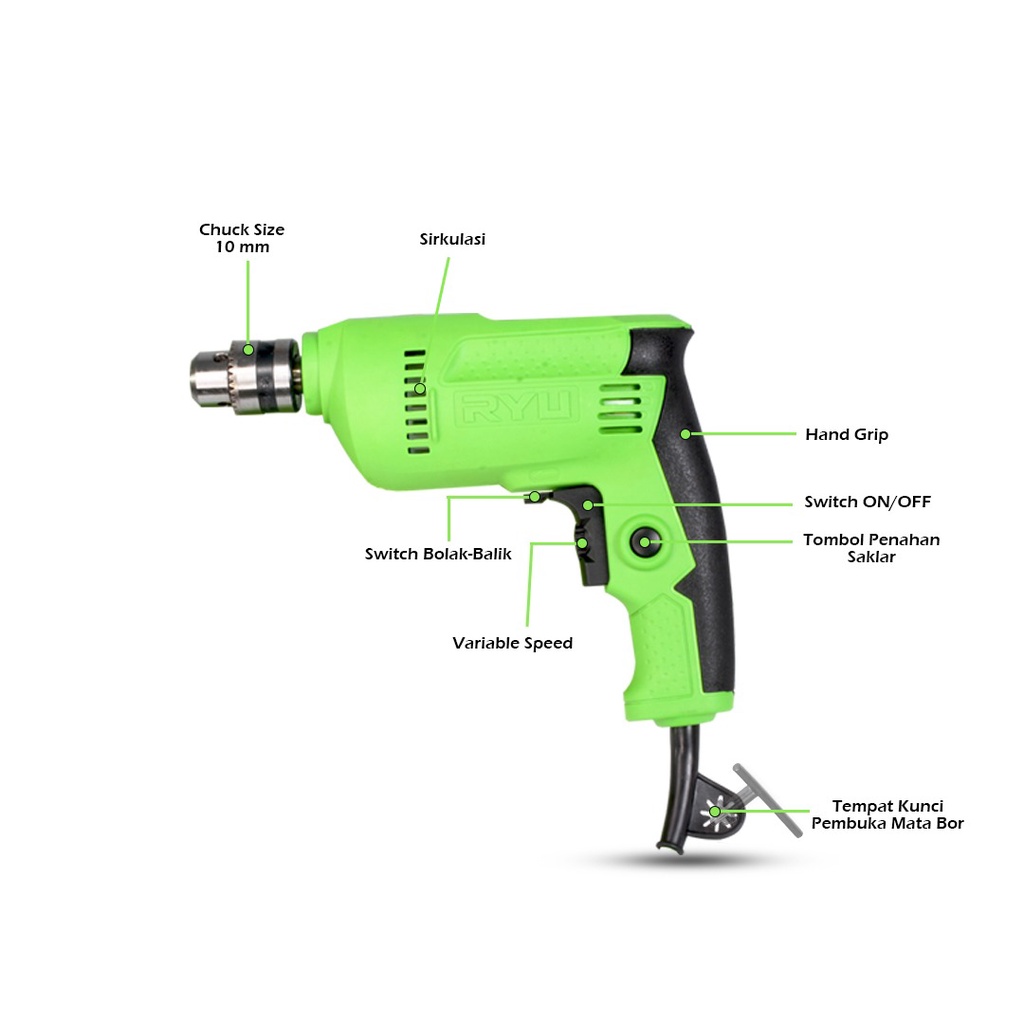 Bor 10MM Ryu RDR10-3RE Drill 10MM RDR10-3RE RYU Bor 10MM