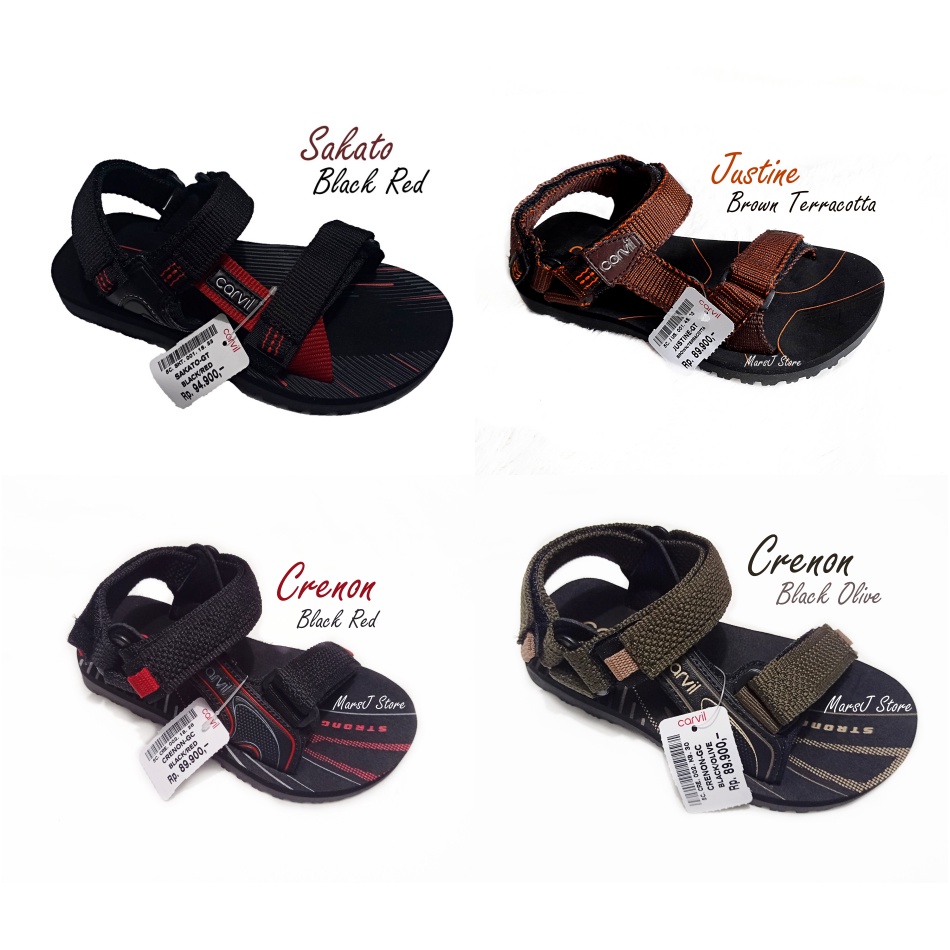 CARVIL SANDAL GUNUNG ANAK KINGSTONE JUSTINE GUNTUR CRENON CROVER (Grey Red Olive) Size 28-32