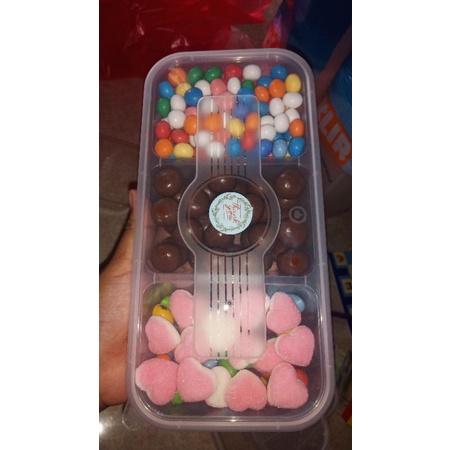 wadah paket jajan box 3 sekat plastik 500ml
