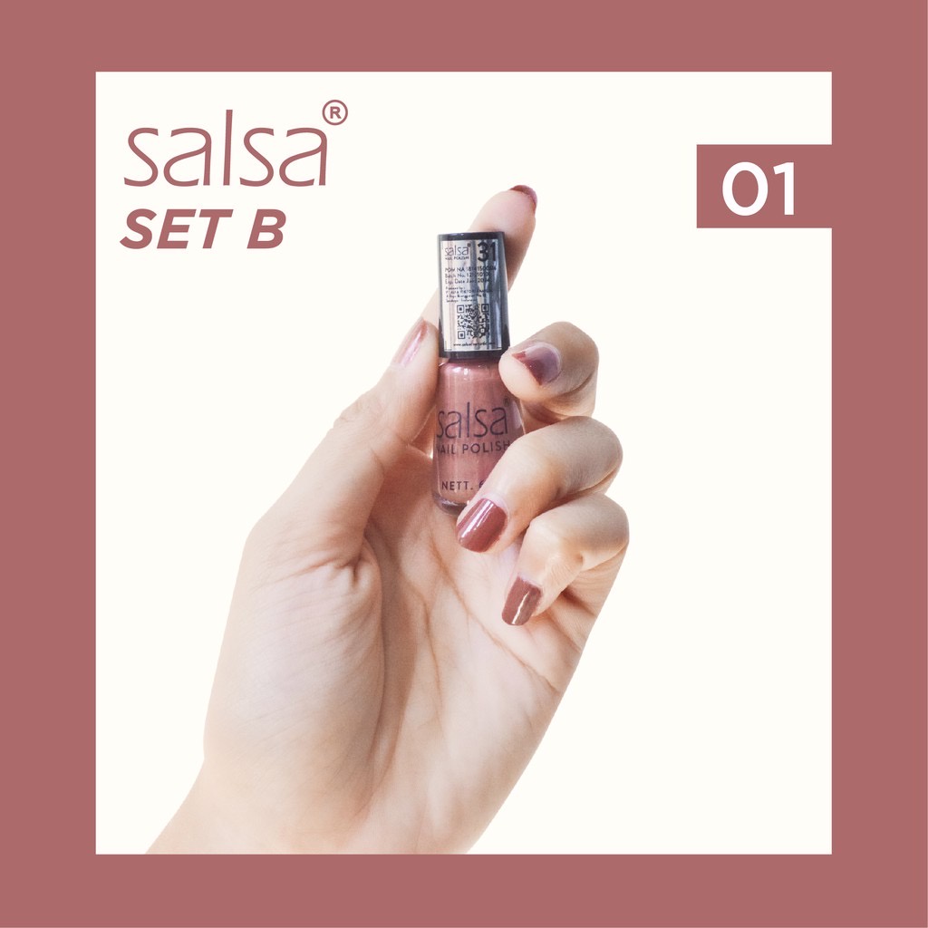 SALSA Nail Polish B Indonesia / Cat Kuku / Nude 1 2 Glam Glamour Set A / Peel Polish Kutek Halal Off Lupas Breathable Hijab Friendly / Color Pewarna Warna Matte Glossy Nude Bening / Satuan Ecer Full Set Paket / Cosmetic Beauty Tools Aksesoris / Varnish