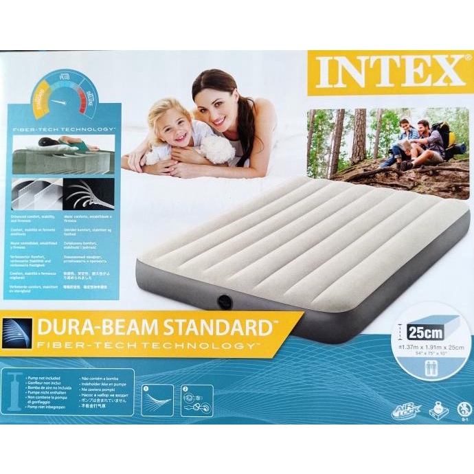 Kasur Angin Tiup Pompa INTEX Double Airbed Durabeam Fiber-tech 137cm
